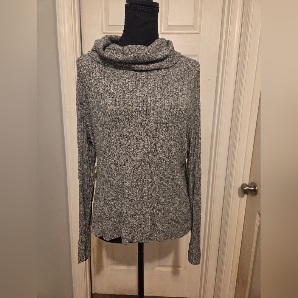 LOFT Marled Gray Cowl Neck Sweater